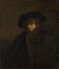 Репродукция картины "a bearded man in a cap" художника "рембрандт"