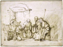 Копия картины "jacob shown the bloodstained coat of joseph" художника "рембрандт"