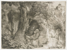 Репродукция картины "st. francis beneath a tree praying" художника "рембрандт"