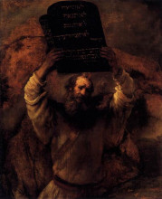 Копия картины "моисей, разбивающий скрижали завета" художника "рембрандт"