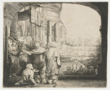 Репродукция картины "peter and john healing the cripple at the gate of the temple" художника "рембрандт"
