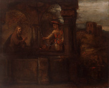 Репродукция картины "rembrandt christ and the woman of samaria" художника "рембрандт"