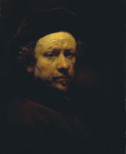 Репродукция картины "self-portrait with beret and turned up collar" художника "рембрандт"