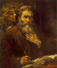 Репродукция картины "st. matthew and the angel" художника "рембрандт"