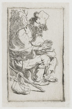 Копия картины "beggar seated warming his hands at a chafing dish" художника "рембрандт"