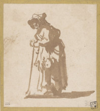 Копия картины "beggar woman leaning on a stick" художника "рембрандт"