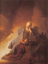 Копия картины "jeremiah mourning over the destruction of jerusalem" художника "рембрандт"