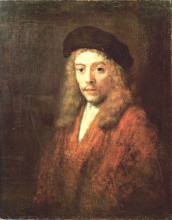 Репродукция картины "portrait of a young man" художника "рембрандт"
