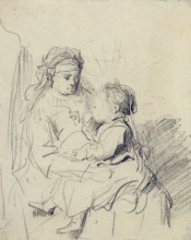 Репродукция картины "a nurse and an eating child" художника "рембрандт"