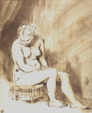 Репродукция картины "a seated female nude" художника "рембрандт"
