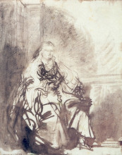 Копия картины "a study for the great jewish bride" художника "рембрандт"
