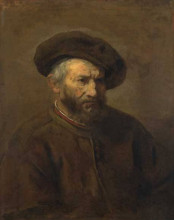 Репродукция картины "a study of an elderly man in a cap" художника "рембрандт"