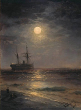 Репродукция картины "лунная ночь" художника "айвазовский иван"