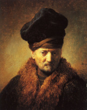 Репродукция картины "bust of an old man in a fur cap" художника "рембрандт"