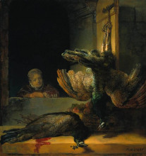 Репродукция картины "dead peacocks" художника "рембрандт"