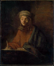 Репродукция картины "evangelist writing" художника "рембрандт"