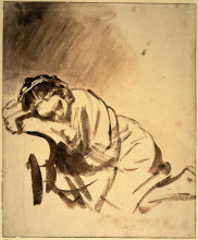 Репродукция картины "hendrickje sleeping" художника "рембрандт"