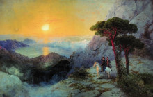 Репродукция картины "пушкин на вершине ай-петри при восходе солнца" художника "айвазовский иван"