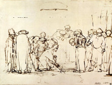 Репродукция картины "jesus and the adulteress by rembrandt" художника "рембрандт"