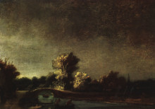 Копия картины "landscape with a stone bridge" художника "рембрандт"