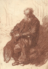 Репродукция картины "old man seated in an armchair, full length" художника "рембрандт"