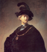 Репродукция картины "old man with a black hat and gorget" художника "рембрандт"