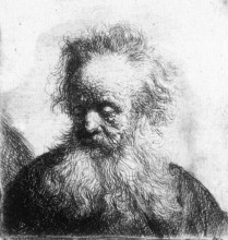 Репродукция картины "old man with flowing beard, looking down left" художника "рембрандт"
