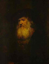 Репродукция картины "portrait of a bearded man in black beret" художника "рембрандт"