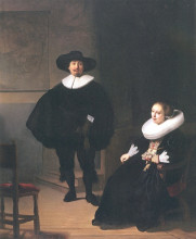 Репродукция картины "portrait of a couple in an interior" художника "рембрандт"
