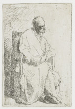 Репродукция картины "old man in a long cloak sitting in an armchair" художника "рембрандт"