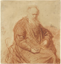 Репродукция картины "seated old man" художника "рембрандт"