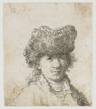 Копия картины "self-portrait in a fur cap bust" художника "рембрандт"