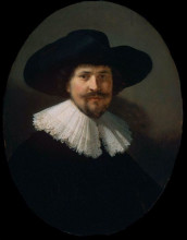 Репродукция картины "portrait of a man wearing a black hat" художника "рембрандт"