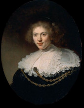 Репродукция картины "portrait of a woman wearing a gold chain" художника "рембрандт"