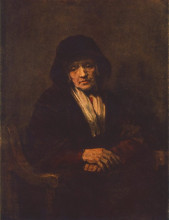 Репродукция картины "portrait of an old woman" художника "рембрандт"
