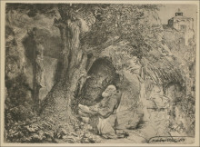 Репродукция картины "saint francis praying" художника "рембрандт"