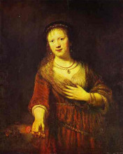 Копия картины "saskia at her toilet" художника "рембрандт"