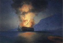 Копия картины "взрыв корабля" художника "айвазовский иван"
