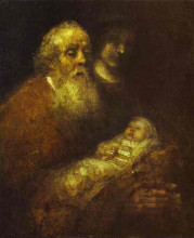 Копия картины "simeon with the christ child in the temple" художника "рембрандт"