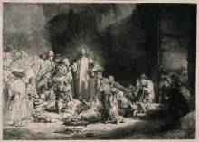 Репродукция картины "the hundred guilder print" художника "рембрандт"