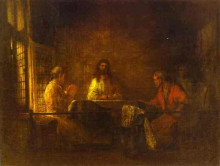 Картина "the pilgrims at emmaus" художника "рембрандт"
