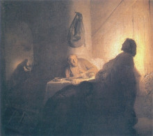 Репродукция картины "the supper at emmaus" художника "рембрандт"