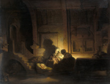 Картина "the&#160;holy&#160;family&#160;night" художника "рембрандт"
