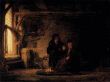 Репродукция картины "tobit&#39;s wife with the goat" художника "рембрандт"