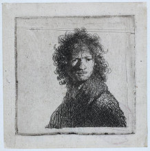 Репродукция картины "self-portrait, frowning" художника "рембрандт"