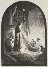 Репродукция картины "the raising of lazarus" художника "рембрандт"