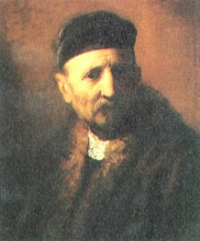 Репродукция картины "bust of an old man with a beret" художника "рембрандт"