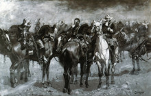 Копия картины "cavalry in an arizona sandstorm" художника "ремингтон фредерик"