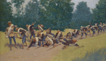 Копия картины "the scream of shrapnel at san juan hill" художника "ремингтон фредерик"