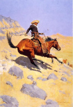 Репродукция картины "the cowboy" художника "ремингтон фредерик"
